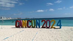 2024 Cancun sign on the beach