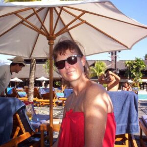 Jenni Parker by the pool at Club Med Nusa Dua, Bali, Indonesia (2003)